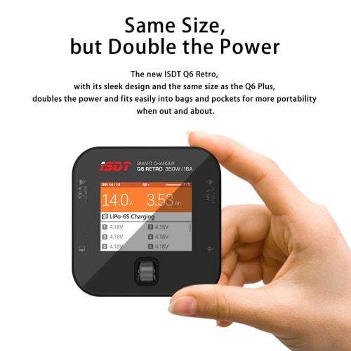 ISDT Q6-Retro DC Lipo Battery Charger/Discharger, 350W 16A Rc Charger, 2-6S Battery Balance Charger for Li-Po, Li-Hv, Li-Ion, Li-Fe, NiMH, Ni-Cd, and