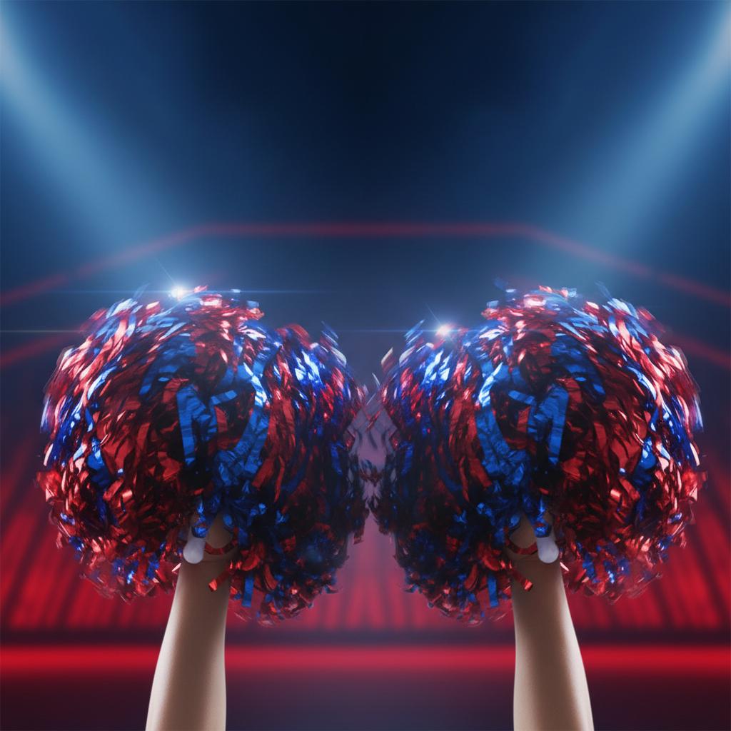 2 Stück zweifarbige Cheerleading-Pompons Tanz-Performance-Requisiten für Cheer-Dance-Team-Events