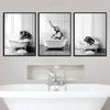 Black White Animals Elephant Penguin Giraffe In Tub Bathroom Wall Art Canvas Painting Posters and Prints Wall Picture Room Decor