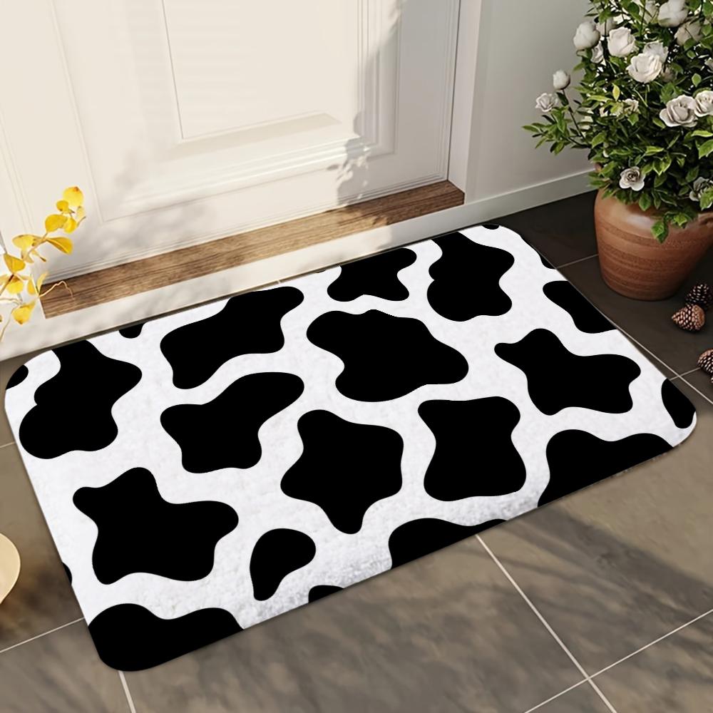 1pc Cow Animal Print Bathroom Absorbent Mats Anti-Slip Mats Home Decor Supplies Carpets Home Kitchen Floor Mats