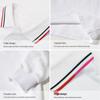 Children's White Cotton Polo Shirt with Striped Collar - Long Sleeve School Uniform for Boys and Girls