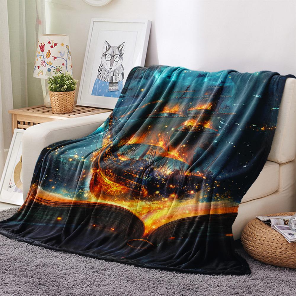 Glowing Books  Print Flannel Blanket, High Quality Comfortable for All Seasons, Home Decor, Warmth and Comfort