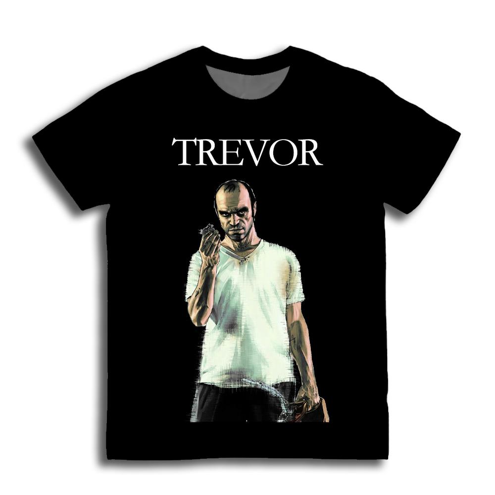 Three Men's Game Printed T-Shirt Fun Outlaw Trevor Philips Unhinged Chaos Graphic T-Shirts Street Hip Hop Trendy Loose Tops