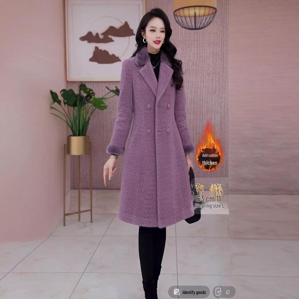 2026 Winter Elegant Slim Fit Cotton-Padded Woolen Coat - Versatile, Age-Reducing, Mid-Length Jacket