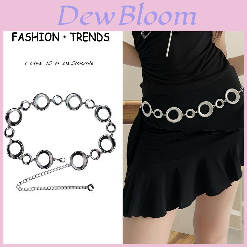 Metallic Chain Waist Belt For Women With Fashionable Round Ring Design Summer Accessory