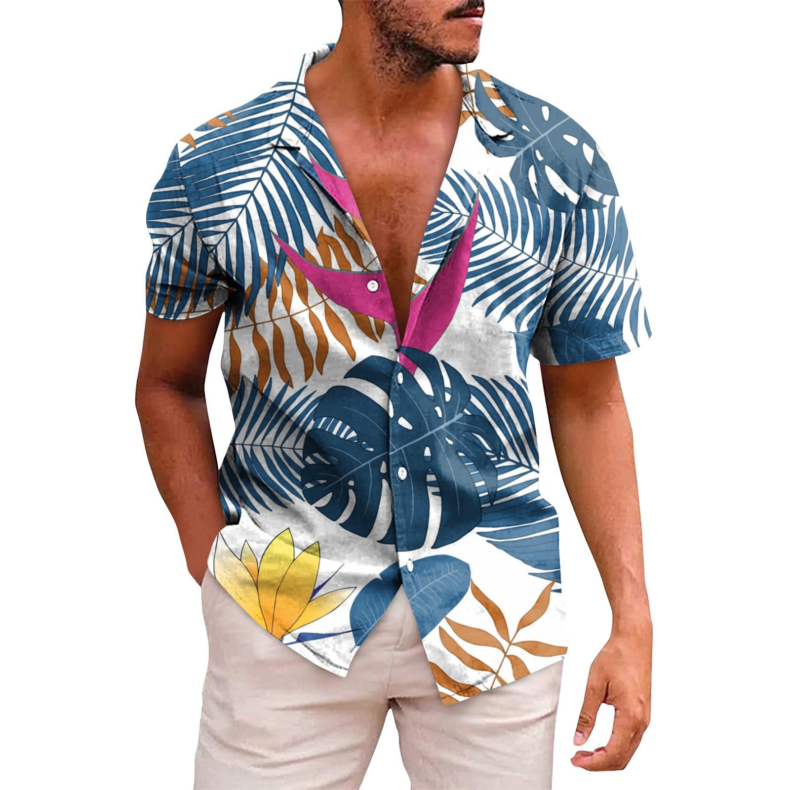 

Мужские гавайские рубашки с короткими рукавами и пуговицами с принтом. Мужские повседневные модные рубашки с короткими рукавами. XL