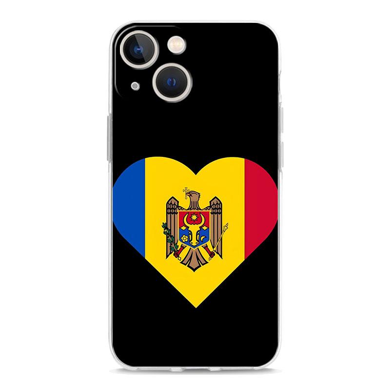 Capa de Celular Para iPhone 17 Air Cases iPhone 16 15 12 13 14 Pro Max SE 7 8 Plus iPhone11 Capa Macia Transparente Bandeira da Moldávia