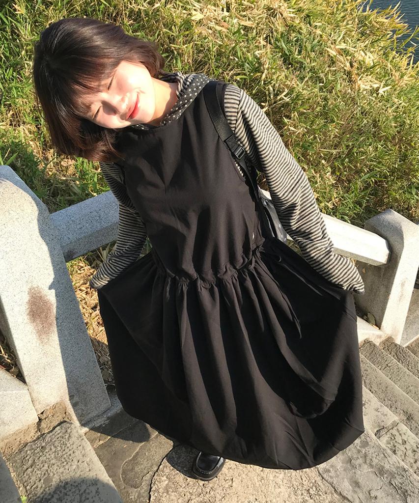 Belloel Black Dress With Waist Shirring Details