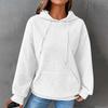 Explosive 2025 Amazon Europe Beautiful Women's Thermal Sweater Waffle Hooded Long-sleeved Drawstring Solid Color Top
