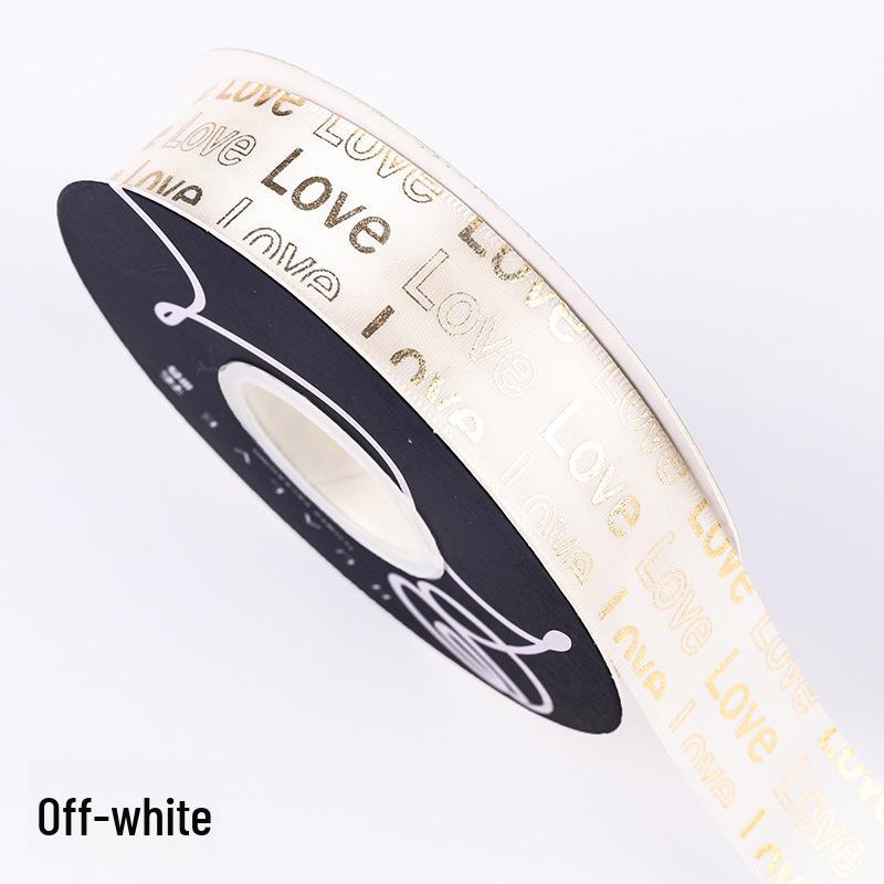 Gold-stamped Polyester Gift Ribbon Bow for Cakes & Floral Packaging