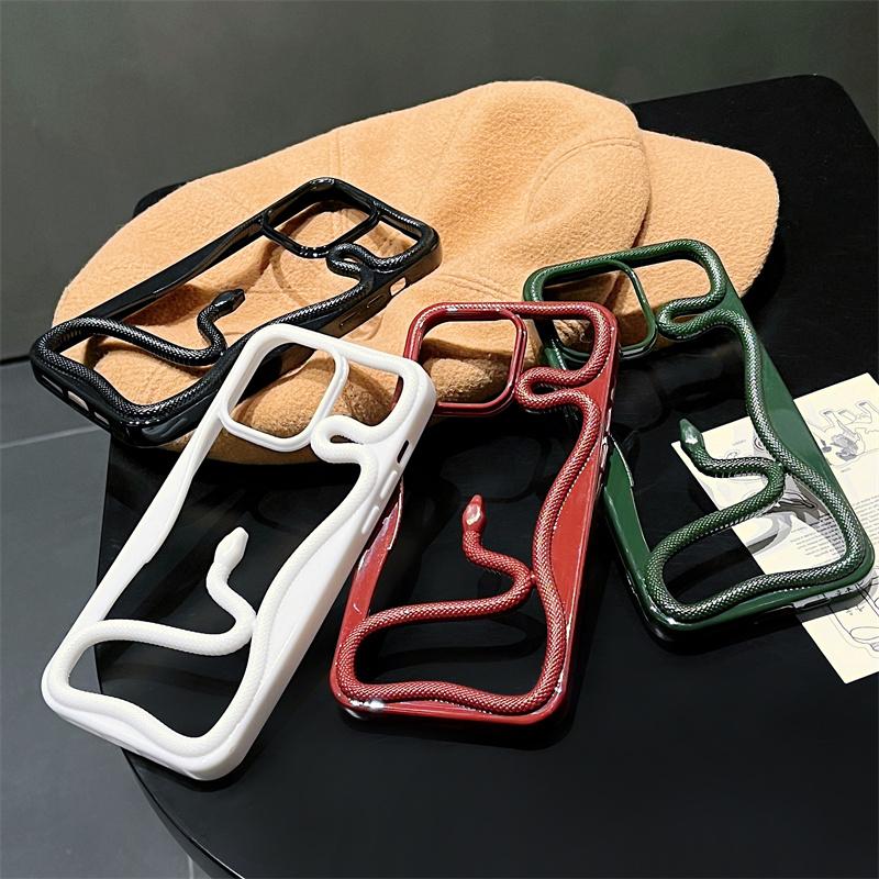 Überzug 3D Schlangenform Mode Hohl Hülle für iPhone 16 Pro Max 15 Pro 14 Plus 13 12 11 Stoßfeste weiche Silikon-Telefonabdeckung