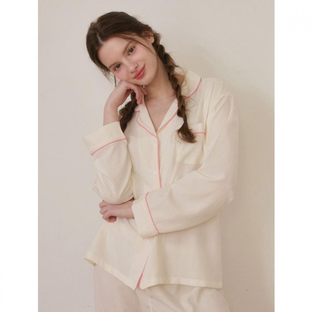 Lunaluz Women S Creamy Long Sleeve Collar pajamaS Two Piece