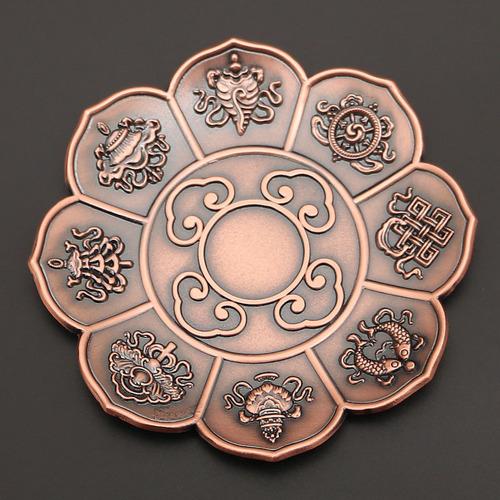 Metal Lotus Eight Treasures Eight Auspicious Home Use Indoor Line Incense Burner Plate Dish Antique Incense Burner Durable