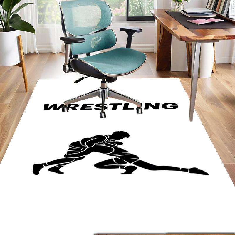 Wrestling Polyester Carpet, Soft Indoor Mat for Office Chair, Living Room, Computer Desk - Decorative Home Office Rug Design