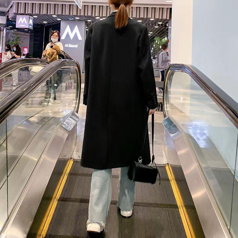 Damen Frühling & Herbst Koreanischer Stil Langer Blazer Mantel - Locker, Einreihig, Hochwertiger Casual Anzug Trench.