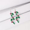 New Trendy Exquisite Christmas Leaf Drop Earrings Hook for Women Simple Rhinestone Earrings Xmas Party Jewelry Gifts