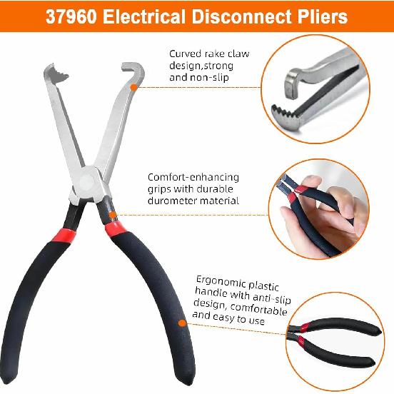 4Pcs Electrical Disconnect Pliers 37960, 60 Degree Electrical Connector Pliers 37980, Electrical Connector Separator 13120 With11 Terminal Removal
