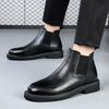 British and Korean Style Trendy Men's Casual High-top Leather Shoes Brock Riding Boots Chelsea Pointed Business Ankle Boots