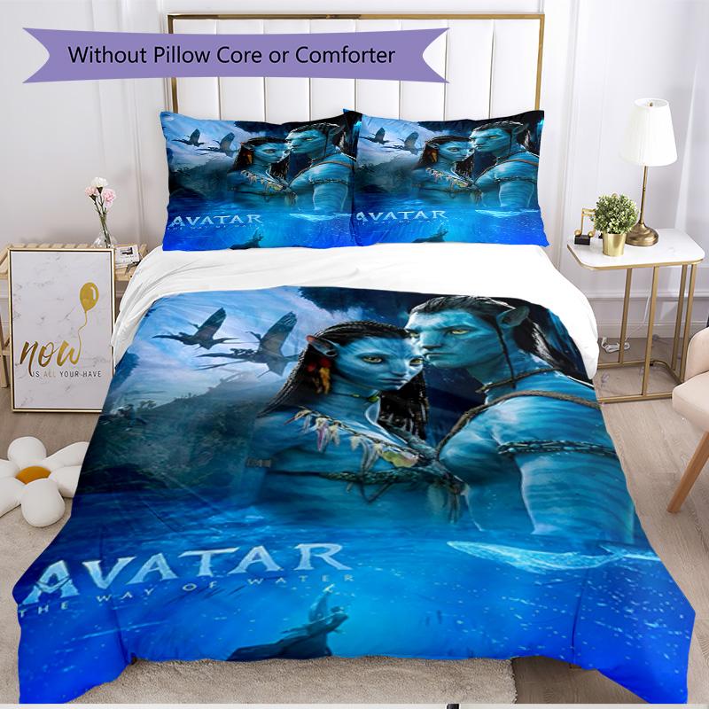 Parure de lit 3 pièces avec housse de couette (1*Housse de couette + 2*Taie d'oreiller, sans noyau), Ensemble de literie doux avec impression Avatar, Décoration de chambre à coucher pour la maison, Cadeau
