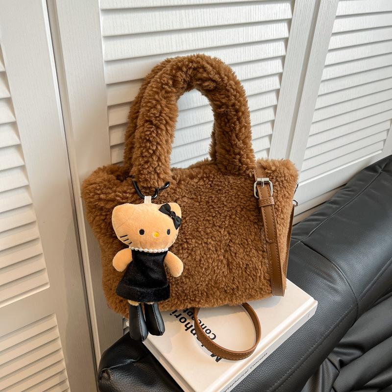 Autumn and Winter Fashion Handbag Small Bag Women's 2025 New Simple Plush Bag Versatile Shoulder Messenger Small Square Bag