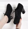 Women's High Heels Shoes Platform Bottom Black Work Shoes Woman Dress Spring Autumn Round Toe Thick Heel Big Size 43 Casual Pump