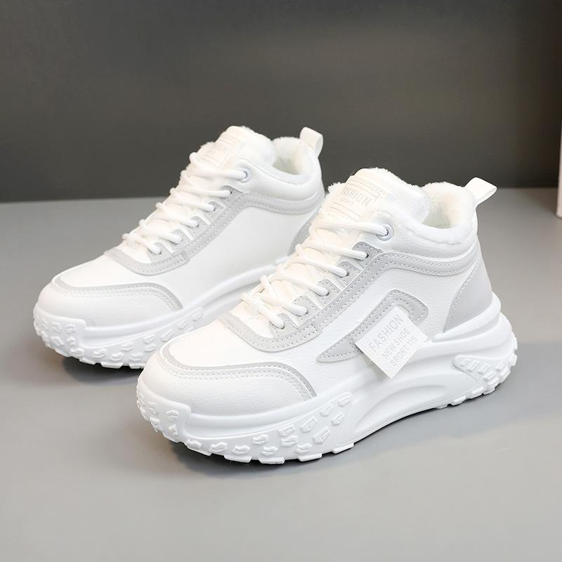 

[Customized] QB51 tide ins velvet high-top dad shoes for women s 2025 winter new student warm cotton shoes running 35