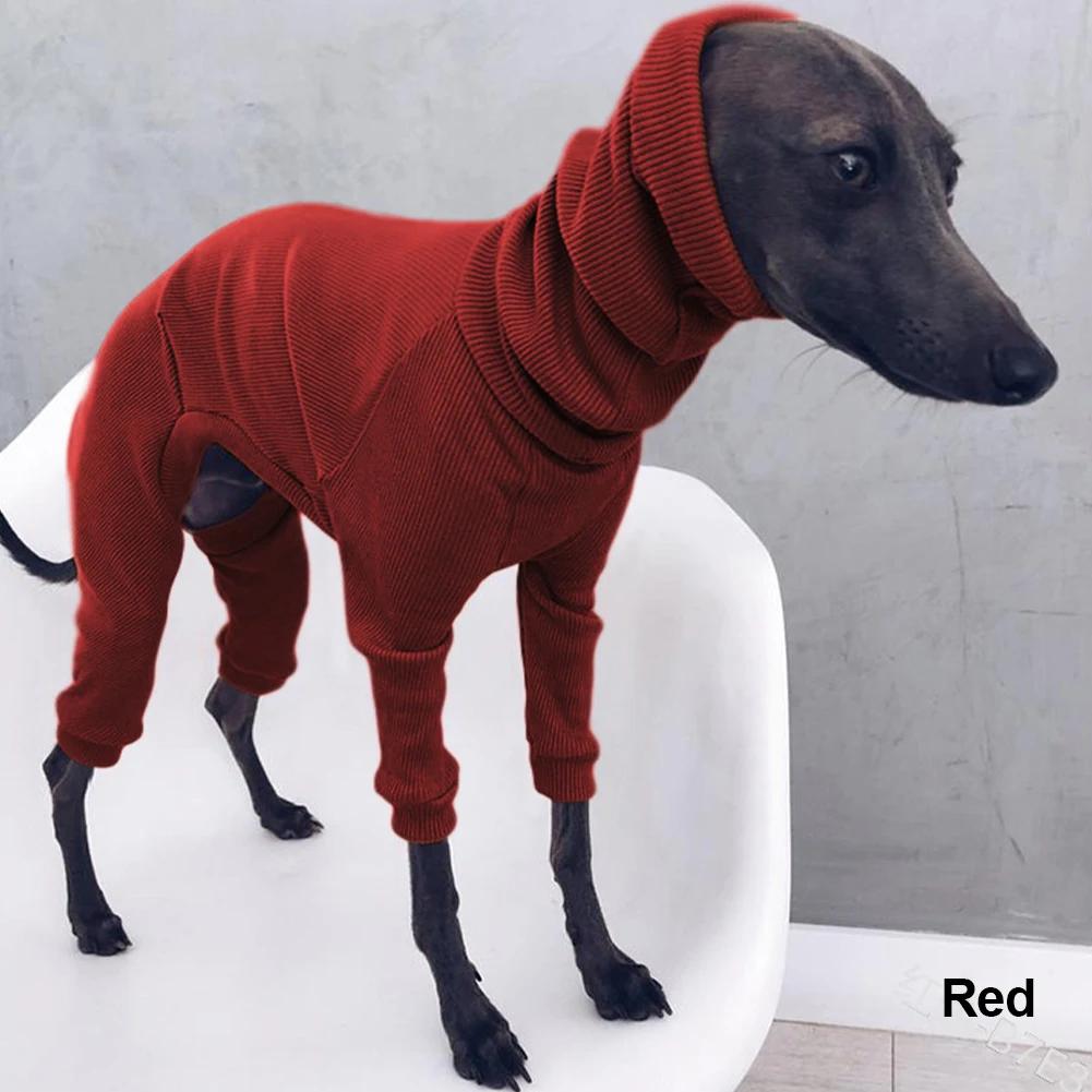 Fashion Four-legged Rib Dog Clothes Turtleneck Pet Sweater for Whippet Italian Greyhound Winter Pullover Jumpsuit for Big Dogs