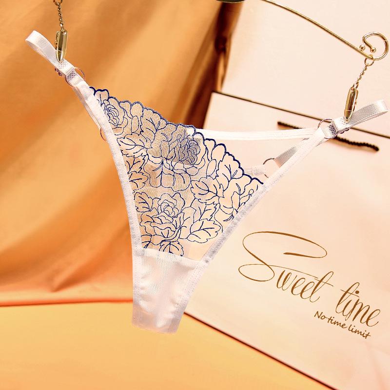 Sexy Low-Waist Rose Textured Thong with Adjustable Straps - Women's Plus Size Lingerie