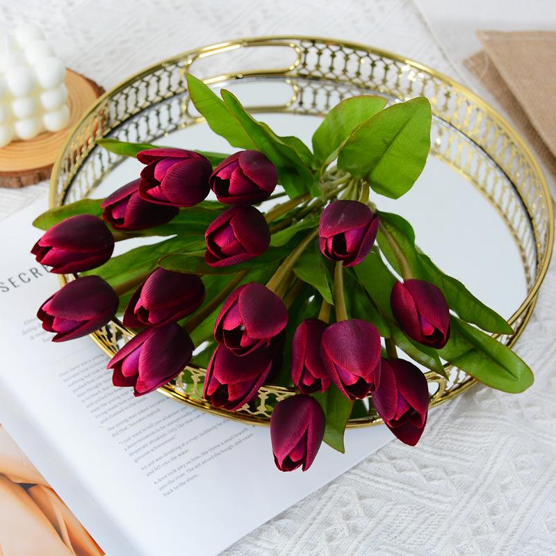 Tulip Simulation Flower Ome Living Room Offee Table Decoration Floral Arrangement Flower Tulip Bundle Garden Greening Project