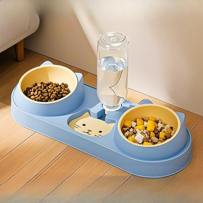 Cat Bowl, Pet Bowl, Moisture-proof Mouth, Three-bowl Automatic Water Dispenser, Cat Bowl, Dog Food Bowl, Anti-knock Tableware