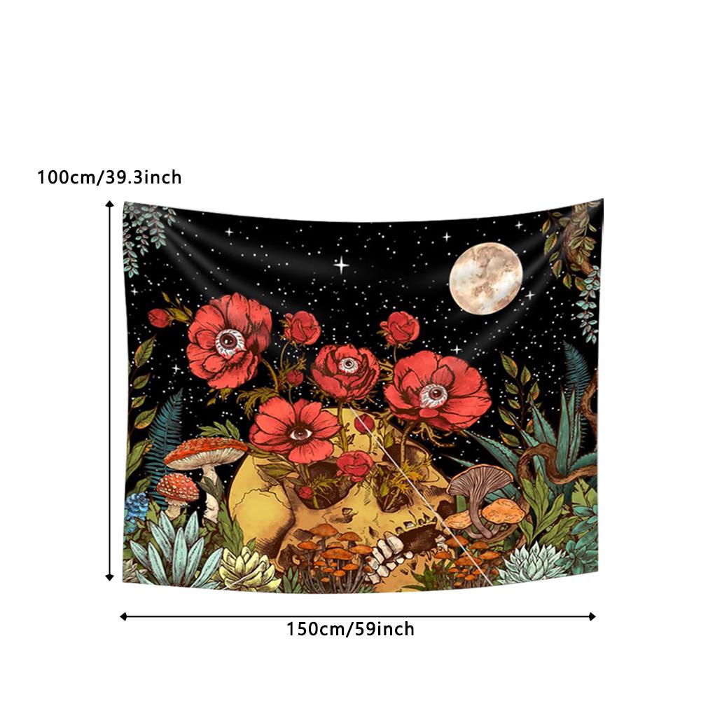 Vintage Tapestry Skull Flowers Floral Wall Hanging For Home Living Room Background Decoration GT124100x150cm