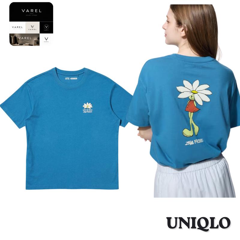 UNIQLO 490278 JOEUN FRIENDS UT Oversized Fit Graphic T-Shirt BLUE Women Japan XS