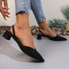 Pointed Closed Toe Low Block Heel Women Sandals