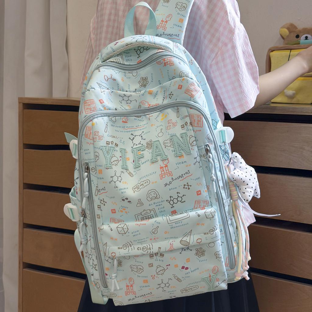 Schoolbag cute graffiti schoolbag female junior high school students high value high school students backpack niche premium backpack large capacity