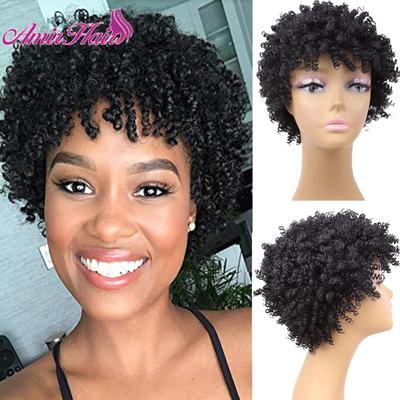 Afro Kinky Curly Amir Paruky Syntetické vlasy Krátké Přírodní Černá Ombre Hnědá Barva Paruka Paruka pro černé ženy Paruka