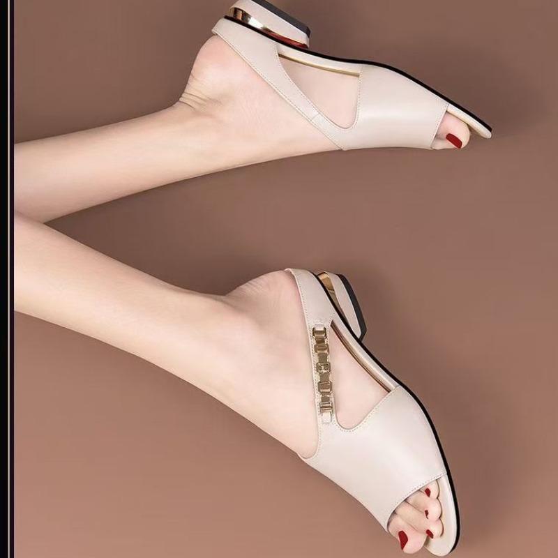 New fashionable thick-heeled women's slippers retro one-character sandals high-heeled open-toed slippers