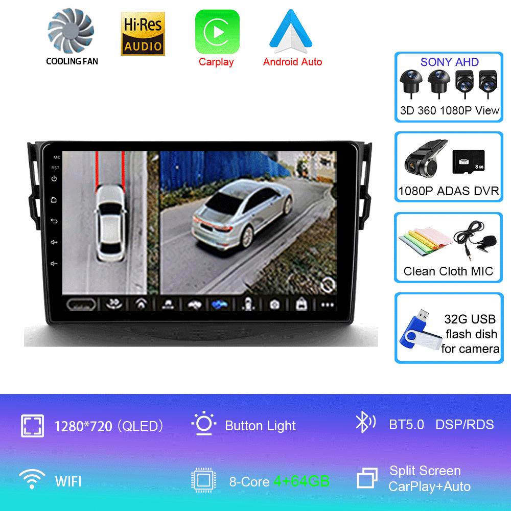 For Toyota RAV4 Rav 4 2005 - 2013 Car Radio Android 14 Carplay Multimedia navigation video DVD Autoradio Stereo 2din 4G+BT GPS