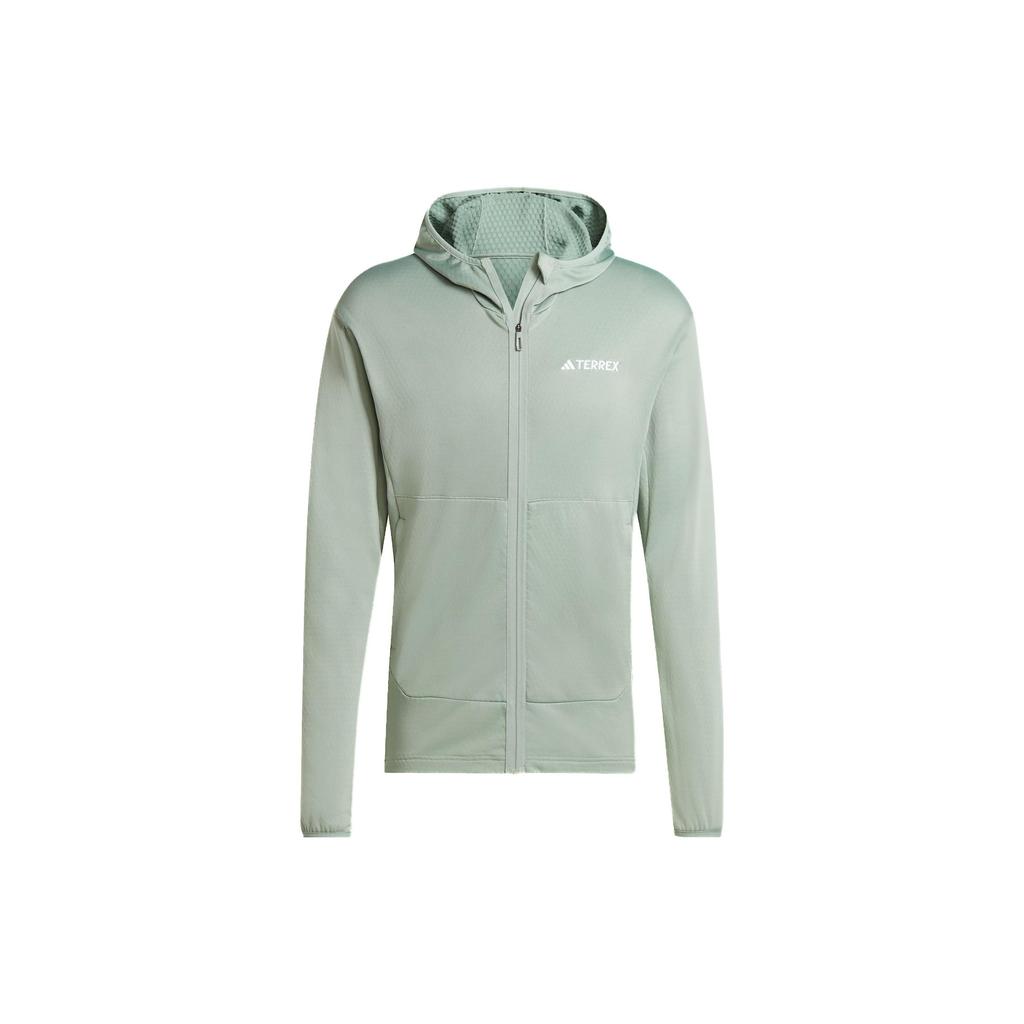 Adidas Xperior Light Fleece Hooded Jacket Solid Color Logo Long Sleeve Jacket Men Jacket Silver Gray Green IQ3718