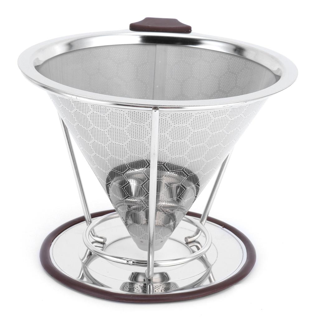 Stainless Steel Filter with Holder Coffee Filter Mesh Funnel Kitchen Coffee Making Tool 1-6 Cup