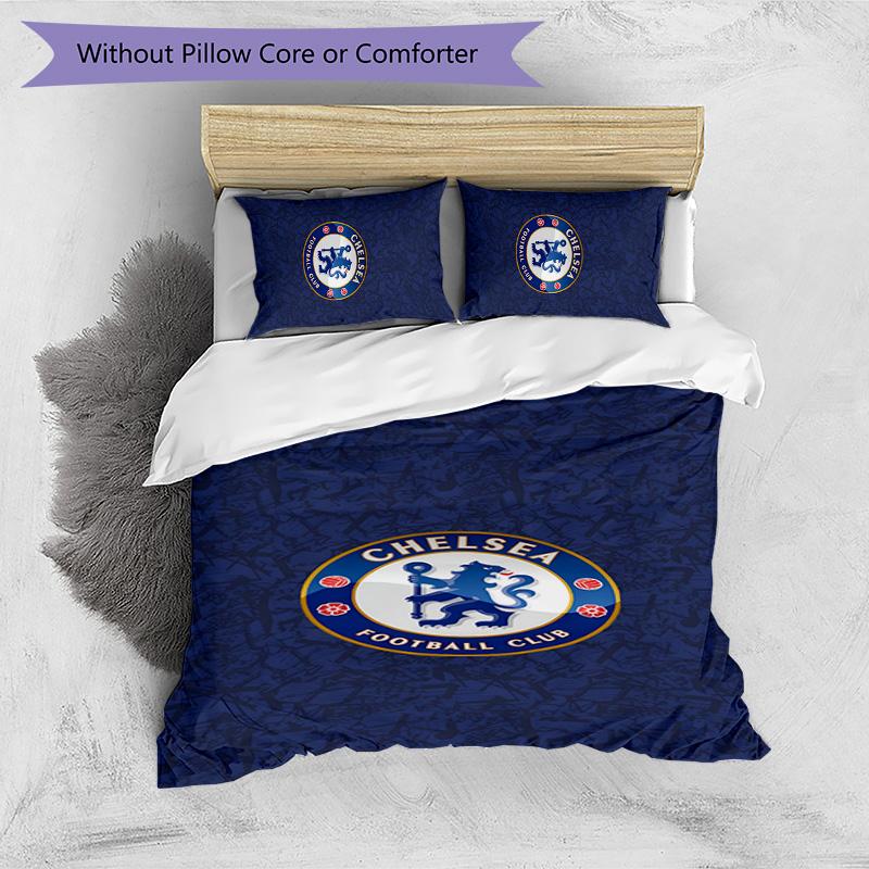 Set Lenzuola 3 Pezzi Stampato Chelsea FC Morbido Delicato sulla Pelle Lavabile Copripiumino e Federe Set Tutte le Stagioni Camera da Letto
