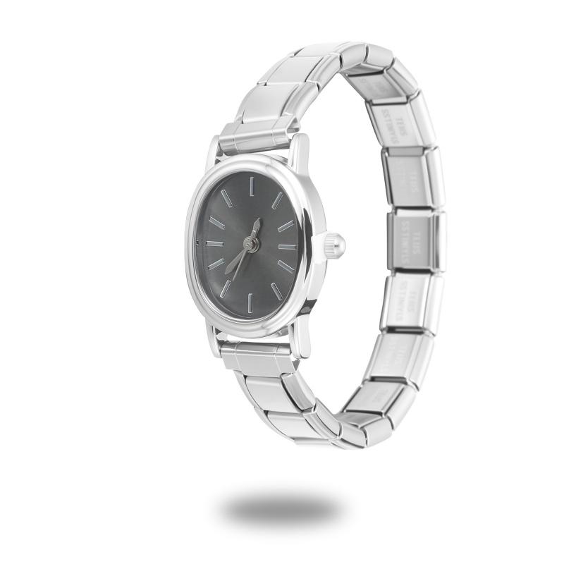 Fashion High Quality Men Women's Stainless Steel Square Round Shiny Zircon Watch Bracelet For Friend Birthday DIY Jewelry Gift