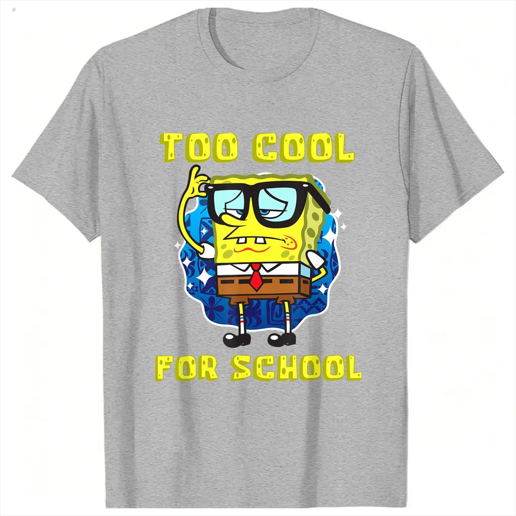 Spongebobs Too Cool for School Wearing Glasses TShirts Unisex Funny 100 Cotton Tee Shirt Crew Neck Short Sleeve T Shirts Tops