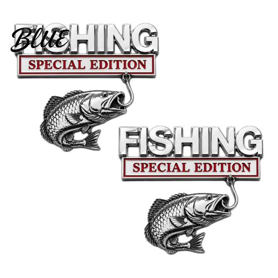 Fishing Theme Vehicle Badge Special Edition Car Emblem Bass for Vehicle Waterproof Sticker Aluminum Metal Fish Hook Decal Truck SUV Fisherman Gift