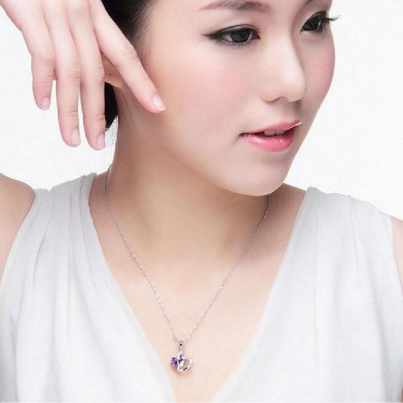 Korean Style Heart-shaped Zircon Crystal Necklace Collarbone Chain For Women Employee Benefits Wedding Travel Souvenir K132