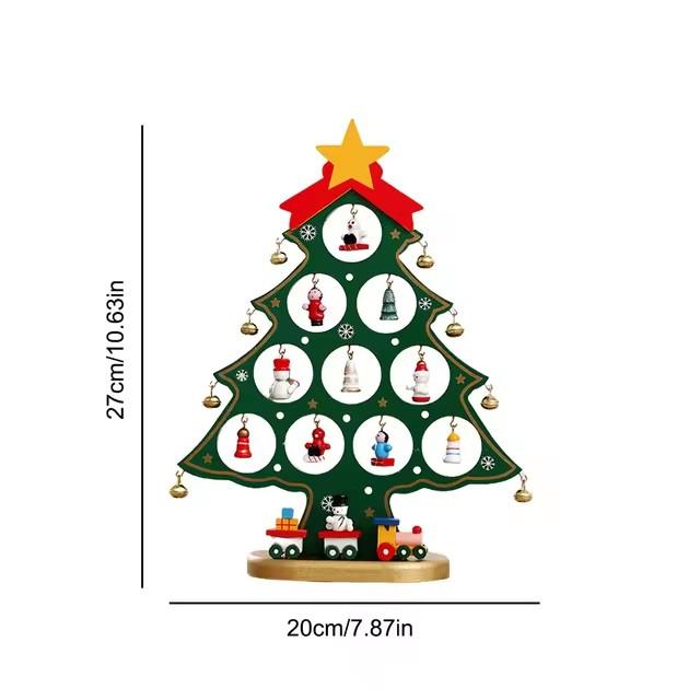 Dřevěná vánoční stromková stolní ozdoba DIY Mini vánoční stromkové dekorace Ozdoba do výlohy ozdobos navideños
