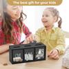 Wooden Give Save Spend Money Saving Box for Kids, Countertop Kid Piggy Bank for Daily Cash, Wall-Mount Kids Bank Black