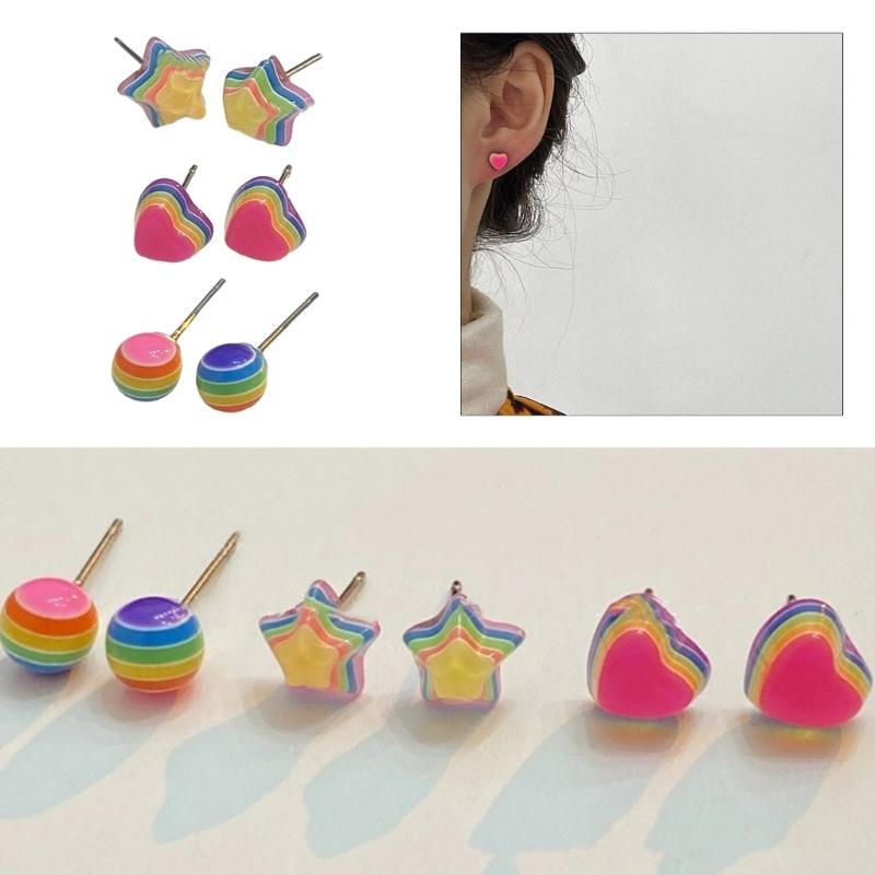 Playful Rainbow Ear Jewelry Studs Earrings Ear Studs 925 Silver Material Ear Pins Perfect Jewelry Gift for Woman Girls