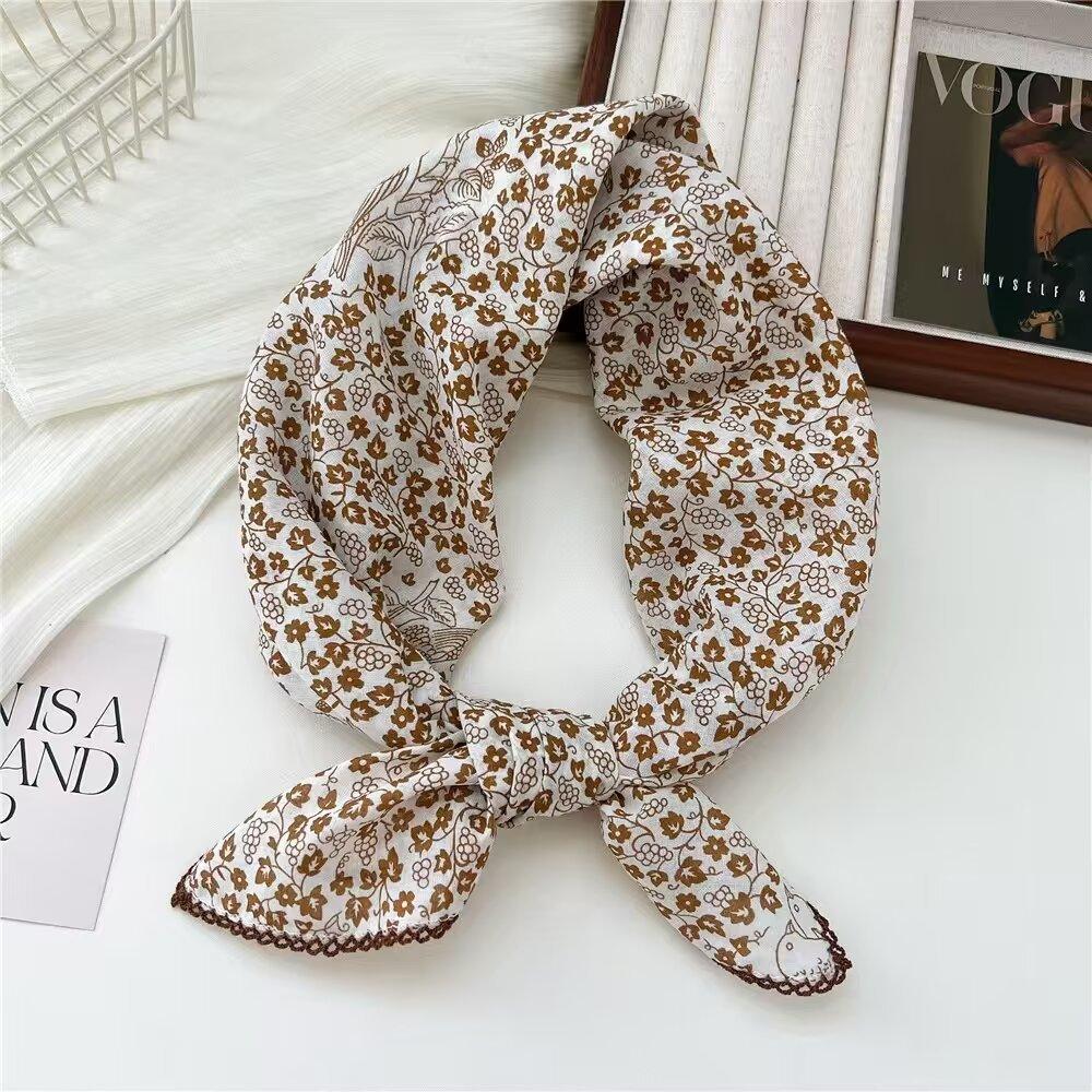 Carré en Coton Petit Carré Foulard Rétro Littéraire Petit Foulard en Soie Foulard Décoratif Petit et Frais pour Femme Cache-cou Rouge Foulard Mode Impression