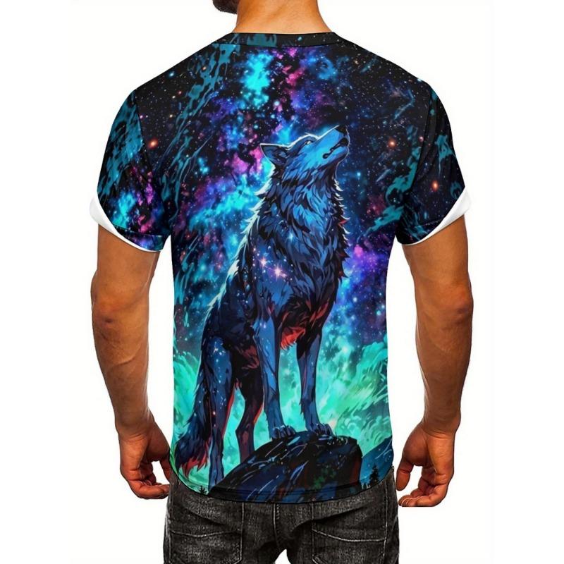 Men's Vibrant 3D Abstract Swirl T-Shirt - Colorful Artistic Pattern, Casual Polyester Knit