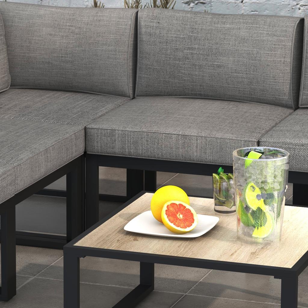 Venkovní rohová zahradní lounge sestava Moderní design 6 dílů pro 5 osob - hliníková, Skvělý komfort